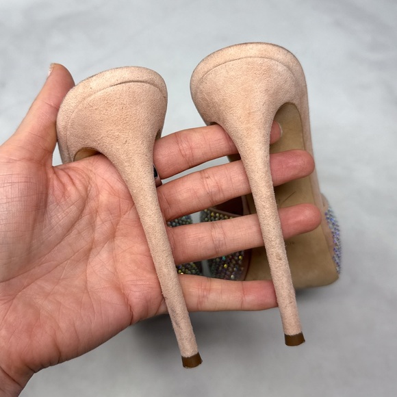 Giuseppe Zanotti Isidora Iridescent Rhinestone Platform Mule Pump Heel Nude 38.5 - Picture 10 of 15